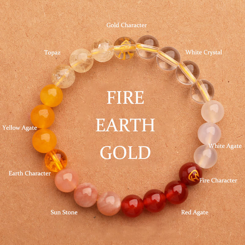 Pulsera de la sabiduría con piedras de Buda, cinco elementos, varios cristales de ágata y piedra solar