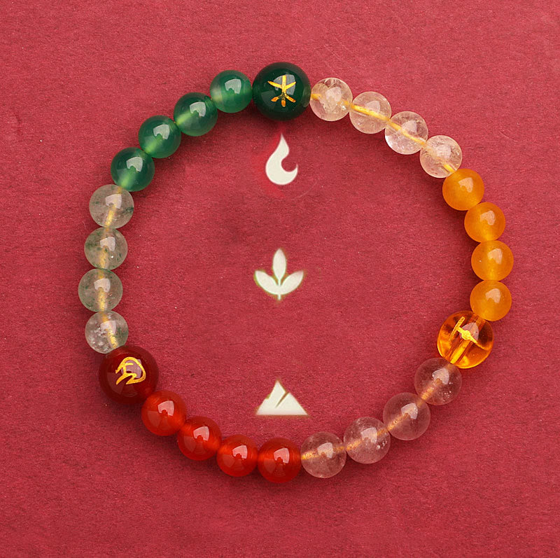 Pulsera de la sabiduría con piedras de Buda, cinco elementos, varios cristales de ágata y piedra solar