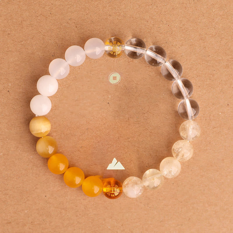 Pulsera de la sabiduría con piedras de Buda, cinco elementos, varios cristales de ágata, ónix negro, calcedonia verde y aguamarina.