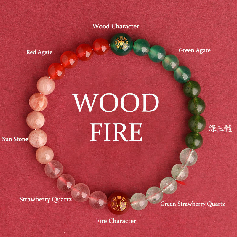 Pulsera de la sabiduría con piedras de Buda, cinco elementos, varios cristales de ágata, ónix negro, calcedonia verde y aguamarina.
