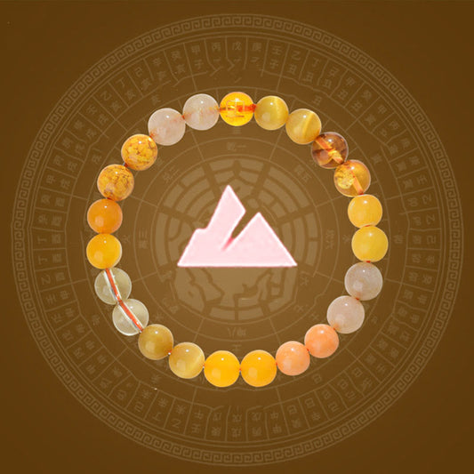 Pulsera de la suerte con piedras de Buda, cinco elementos, varios cristales de ágata, cuarzo rutilado, ojo de tigre, ágata amarilla y citrino.