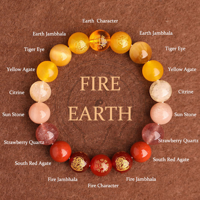 Pulsera de la suerte con piedras de Buda, cinco elementos, varios cristales de ágata, ágata roja del sur, cuarzo fresa, piedra solar, citrino
