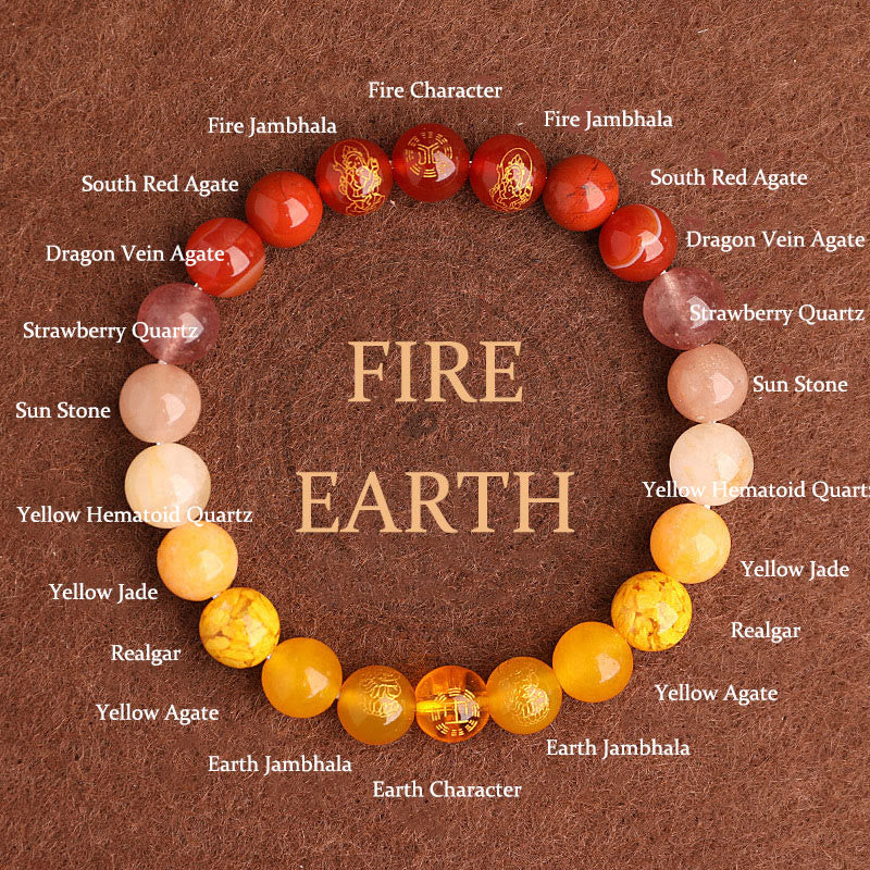 Pulsera de la suerte con piedras de Buda, cinco elementos, varios cristales de ágata, ágata roja del sur, cuarzo fresa, piedra solar, citrino