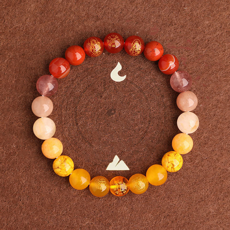 Pulsera de la suerte con piedras de Buda, cinco elementos, varios cristales de ágata, ágata roja del sur, cuarzo fresa, piedra solar, citrino