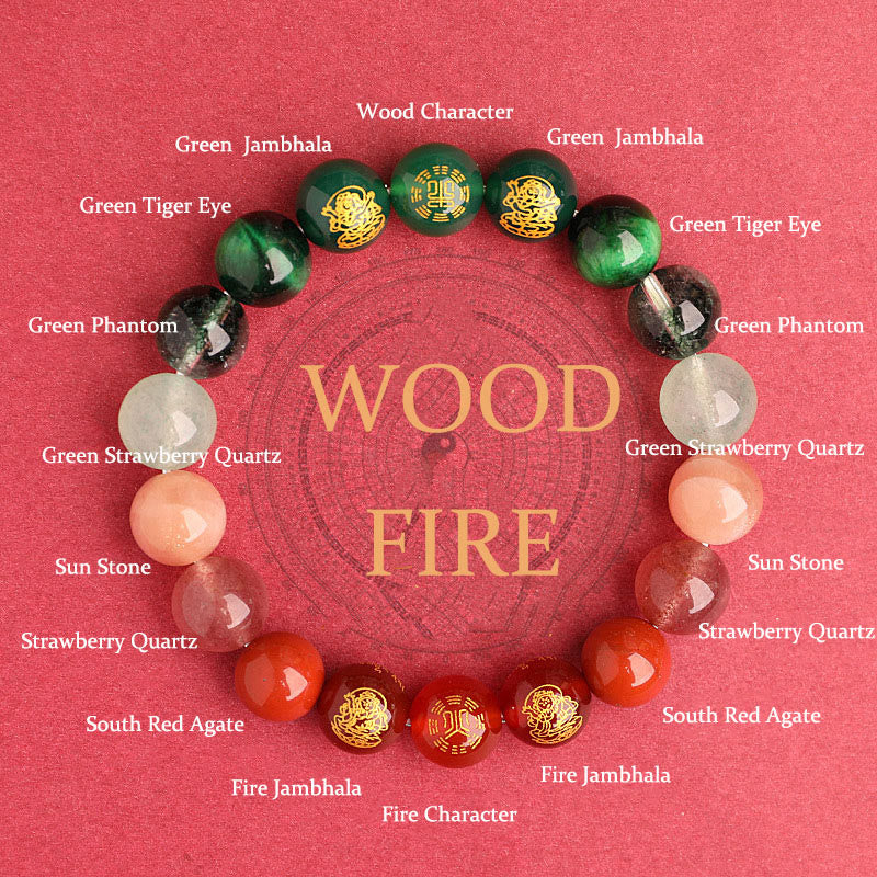 Pulsera de la suerte con piedras de Buda, cinco elementos, varios cristales de ágata, ágata roja del sur, cuarzo fresa, piedra solar, citrino