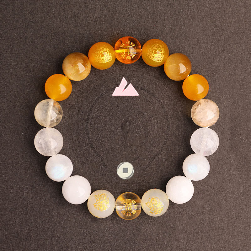 Pulsera de la suerte con piedras de Buda, cinco elementos, varios cristales de ágata, ágata roja del sur, cuarzo fresa, piedra solar, citrino