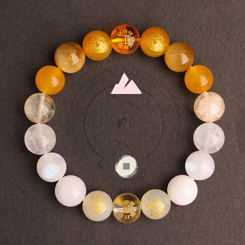 Pulsera de la suerte con piedras de Buda, cinco elementos, varios cristales de ágata, ágata roja del sur, cuarzo fresa, piedra solar, citrino