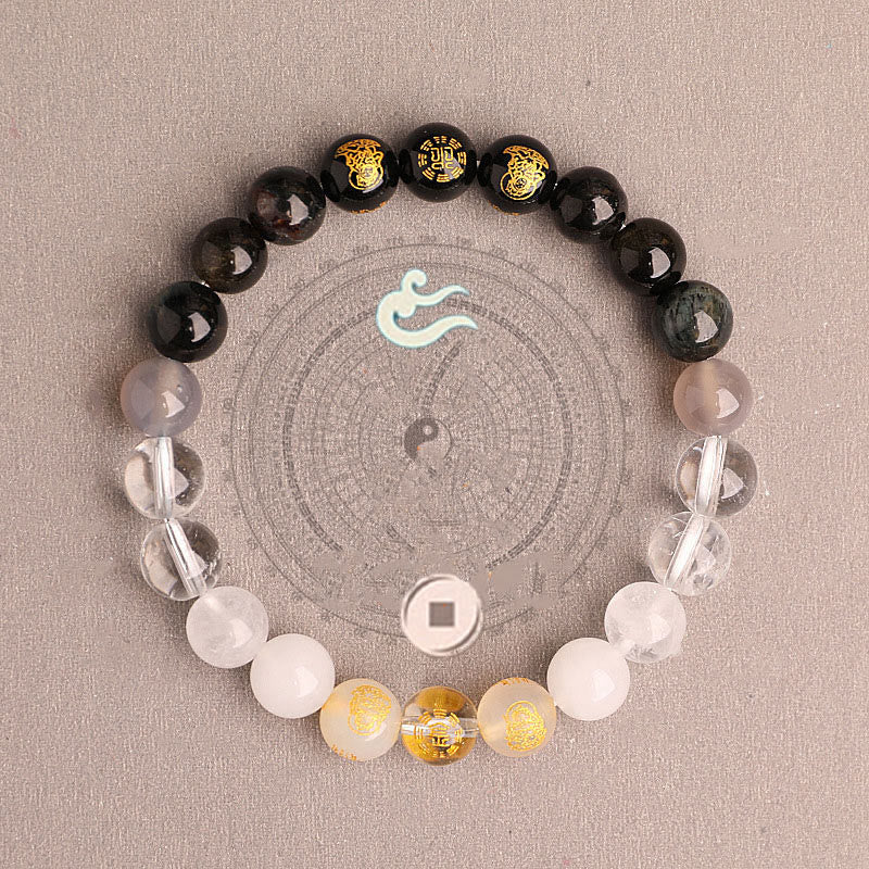 Pulsera de la suerte con piedras de Buda, cinco elementos, varios cristales de ágata, ágata roja del sur, cuarzo fresa, piedra solar, citrino