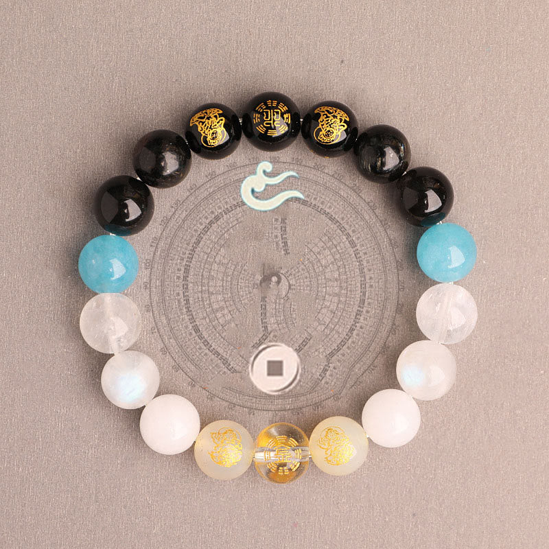 Pulsera de la suerte con piedras de Buda, cinco elementos, varios cristales de ágata, ágata roja del sur, cuarzo fresa, piedra solar, citrino