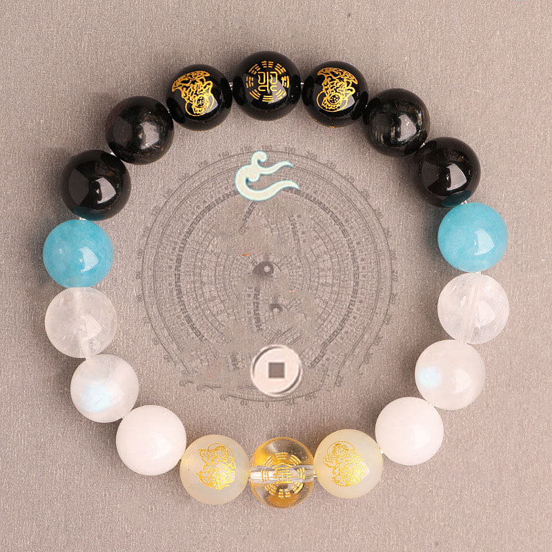 Pulsera de la suerte con piedras de Buda, cinco elementos, varios cristales de ágata, ágata roja del sur, cuarzo fresa, piedra solar, citrino
