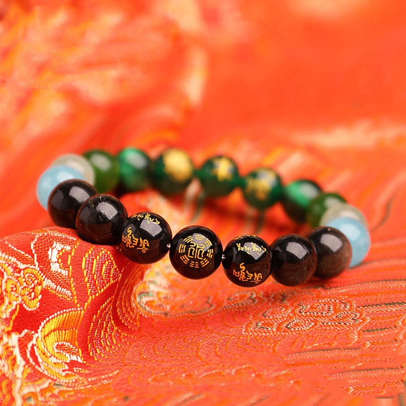 Pulsera de la suerte con piedras de Buda, cinco elementos, varios cristales de ágata, ágata roja del sur, cuarzo fresa, piedra solar, citrino