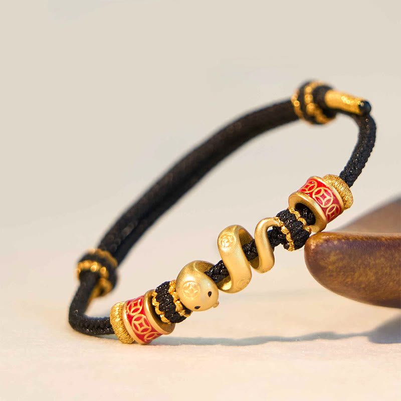 Pulsera y collar con colgante de Buda en plata de ley 925 con el Año de la Serpiente, la Serpiente Dorada, la Suerte y la Próspera.