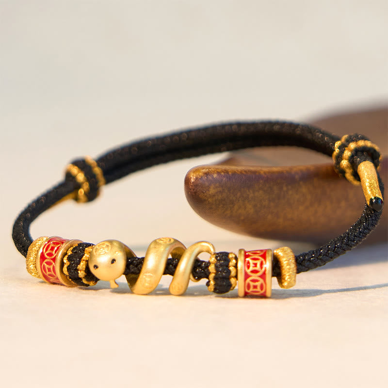 Pulsera y collar con colgante de Buda en plata de ley 925 con el Año de la Serpiente, la Serpiente Dorada, la Suerte y la Próspera.