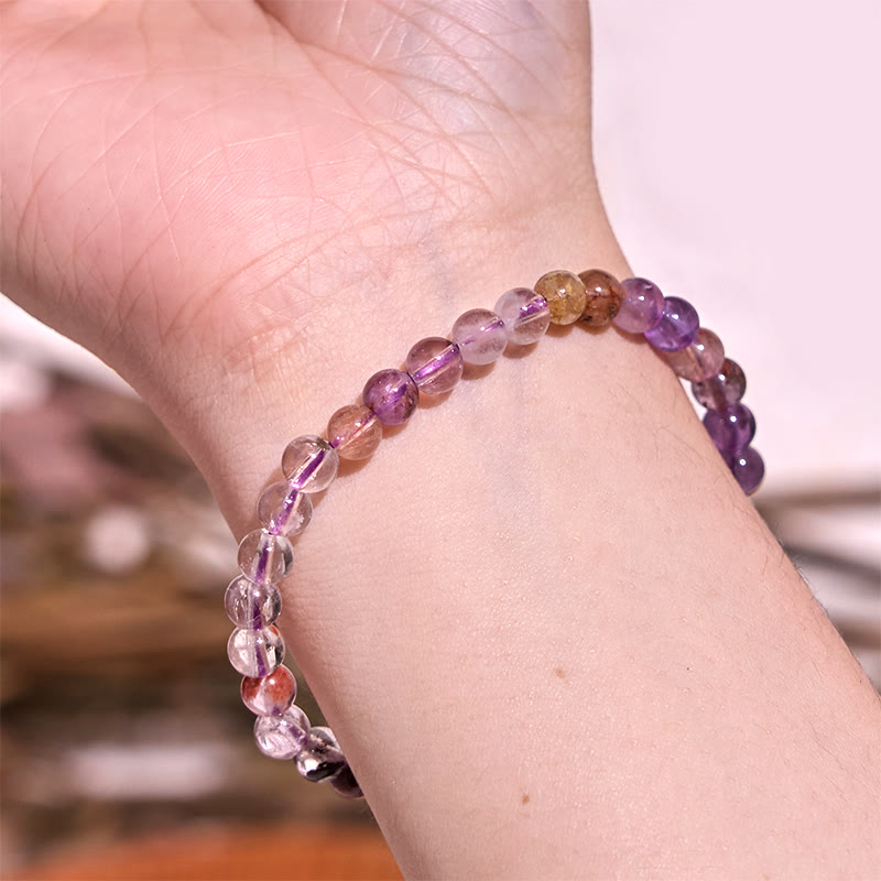 Buddha Stones Natürliches Lila Phantom Love Wisdom Armband