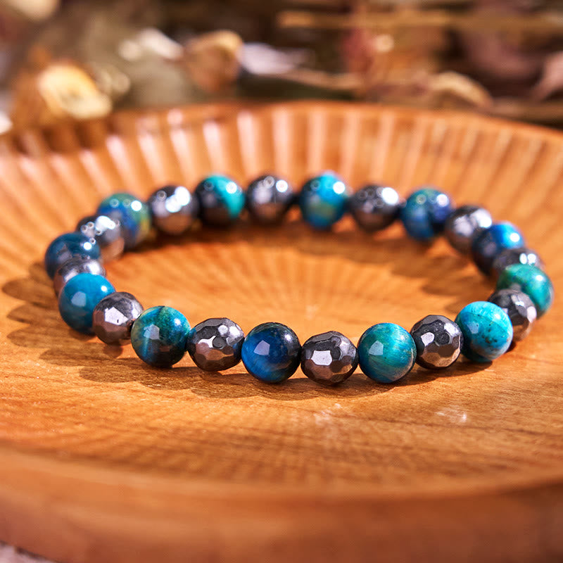 Buddha Stones 2er-Set mit Hämatit-Tigerauge, blauem Tigerauge, kraftvollem Armband