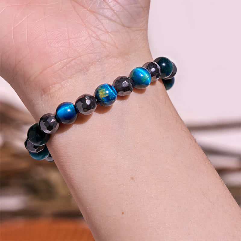 Buddha Stones 2er-Set mit Hämatit-Tigerauge, blauem Tigerauge, kraftvollem Armband