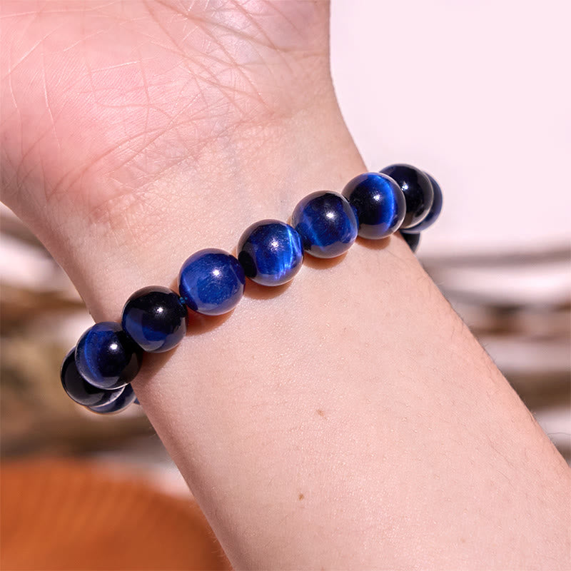Pulsera de equilibrio de ojo de tigre azul con piedras de Buda