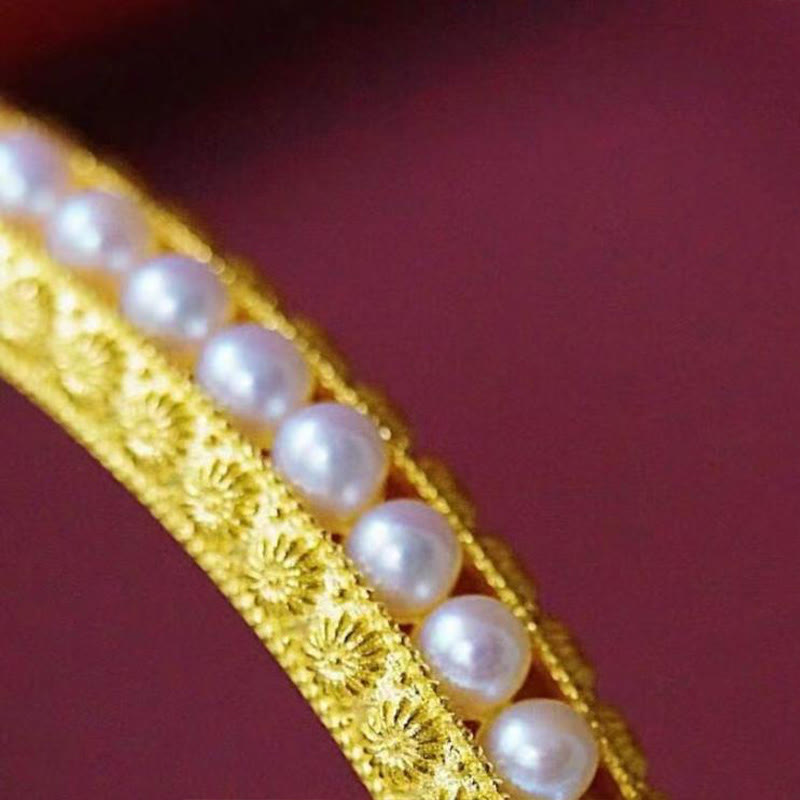 Brazalete de media pulsera curativa con piedras de Buda, cobre y perla