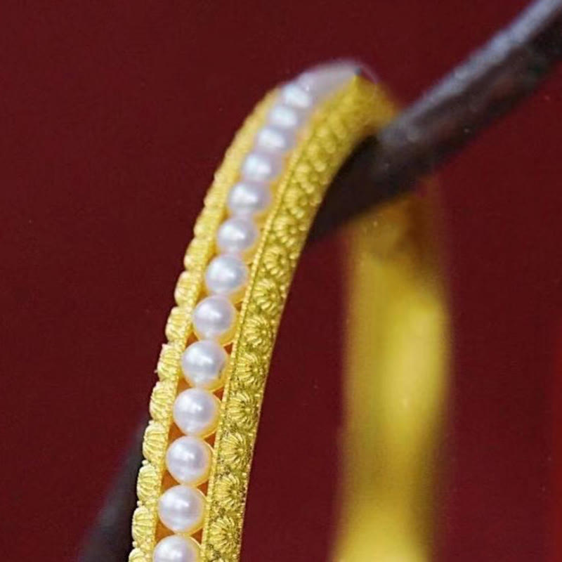 Brazalete de media pulsera curativa con piedras de Buda, cobre y perla