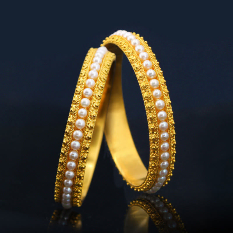 Brazalete de media pulsera curativa con piedras de Buda, cobre y perla