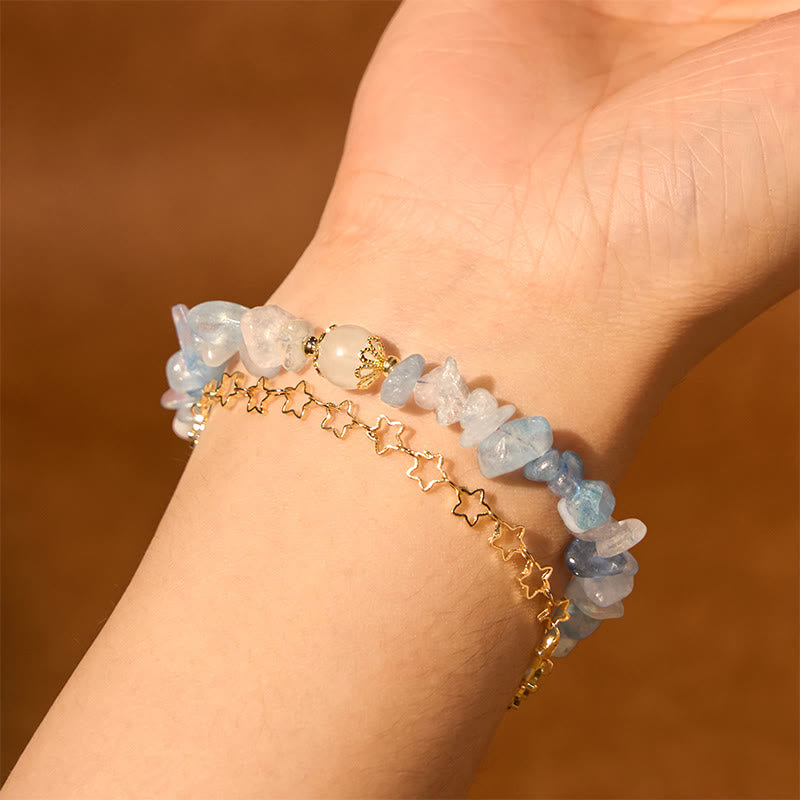 Buddha Stones Aquamarin Kies Design Stern Heilung Magnetschnalle Armband