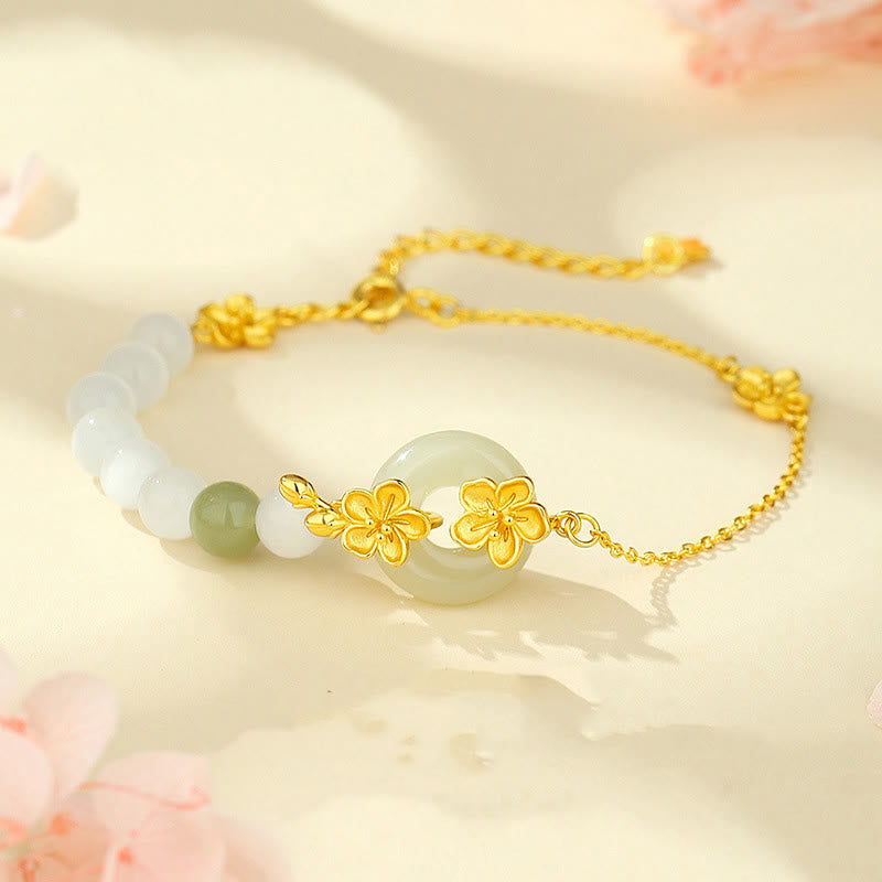 Pulsera de plata de ley 999 con piedras de Buda, crisoberilo y jade hetiano