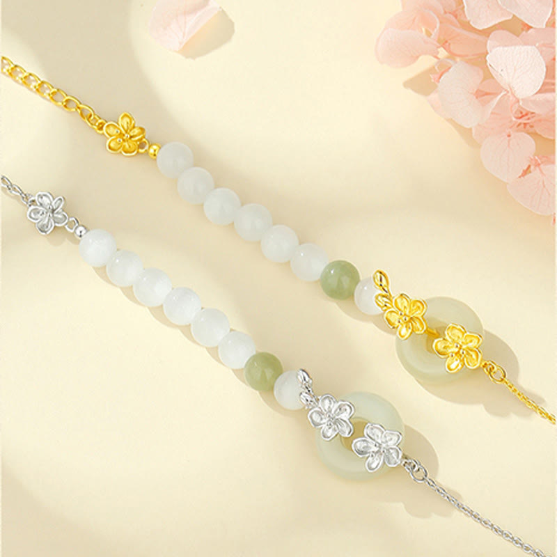 Pulsera de plata de ley 999 con piedras de Buda, crisoberilo y jade hetiano