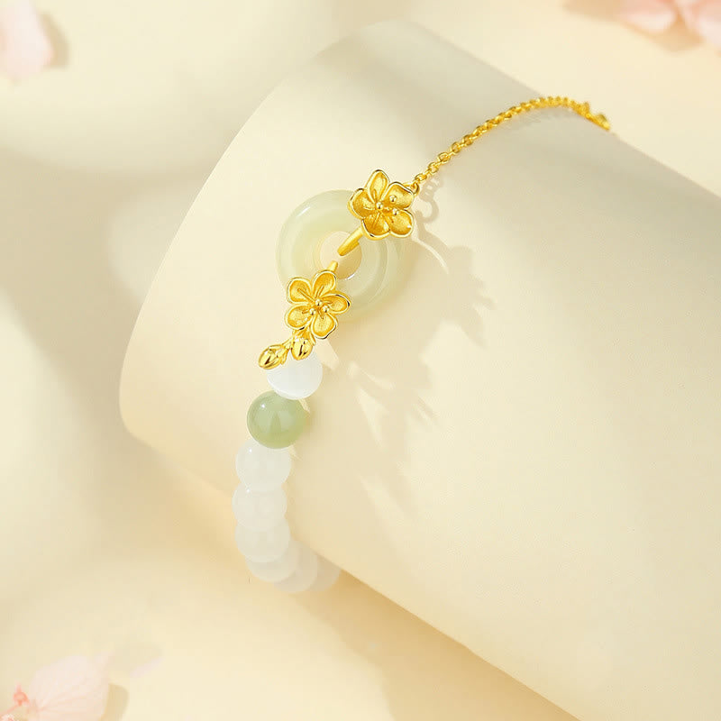 Pulsera de plata de ley 999 con piedras de Buda, crisoberilo y jade hetiano
