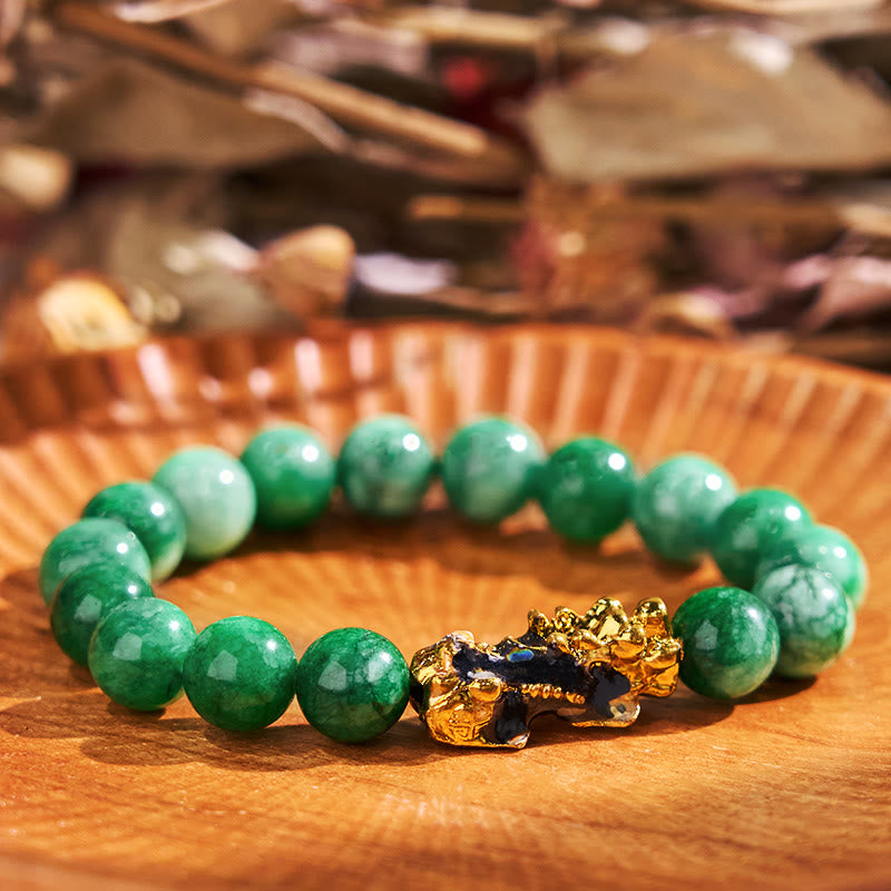 Pulsera protectora de jade PiXiu FengShui con piedras de Buda