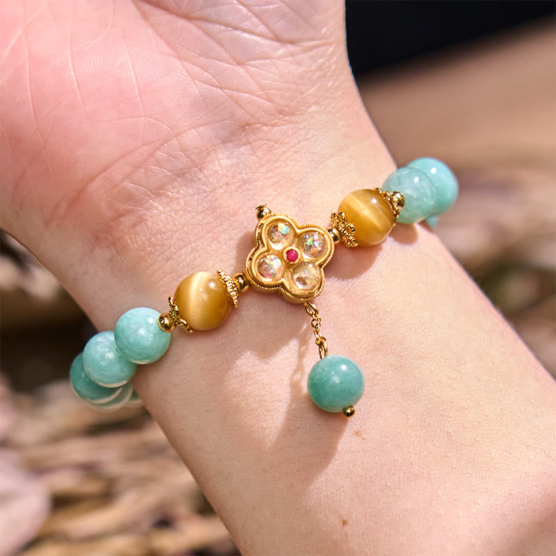 Pulsera de la prosperidad con piedras de Buda, jade y ojo de tigre amarillo