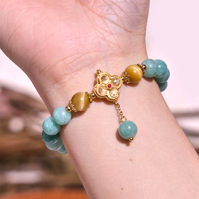 Pulsera de la prosperidad con piedras de Buda, jade y ojo de tigre amarillo