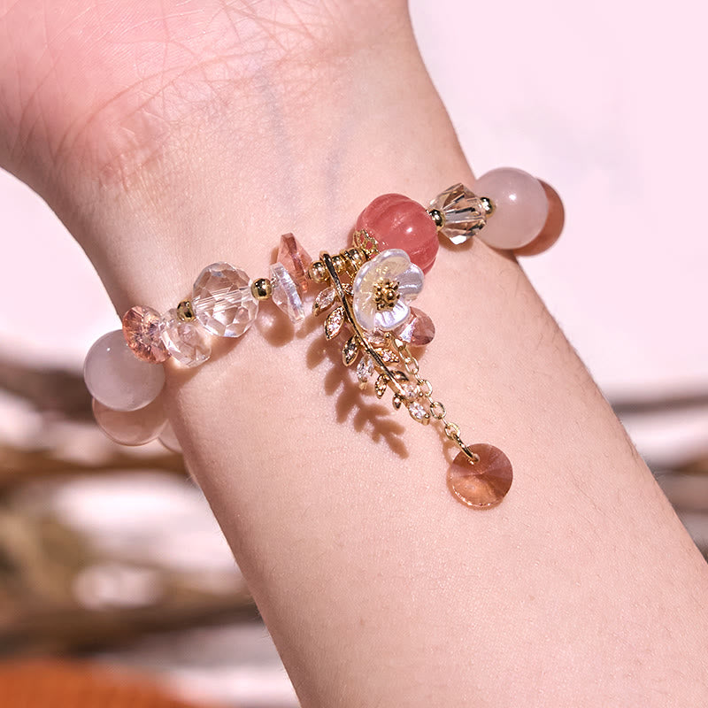Pulsera curativa de amatista, cristal azul y piedra solar con aventurina verde.