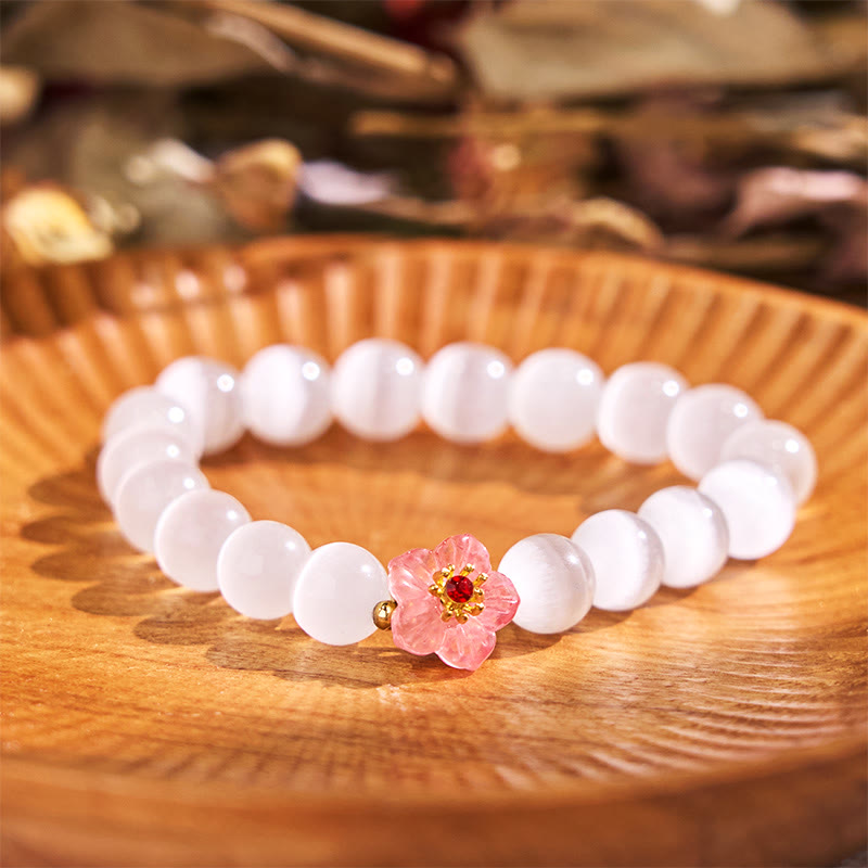 Pulsera de amor con flor de crisoberilo y ojo de gato de Buddha Stones