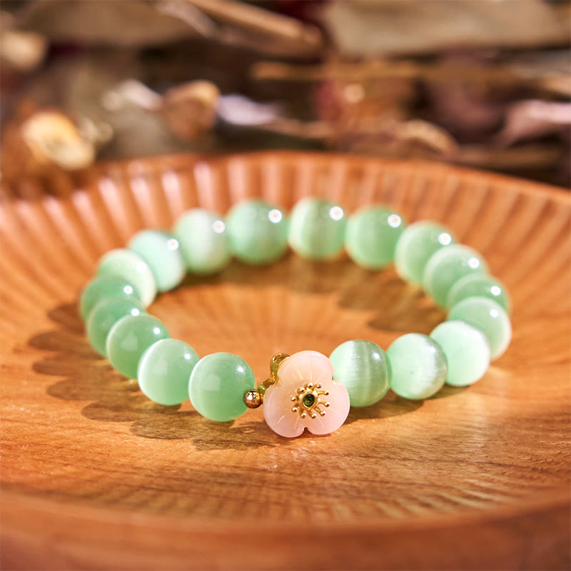 Pulsera de amor con flor de crisoberilo y ojo de gato de Buddha Stones