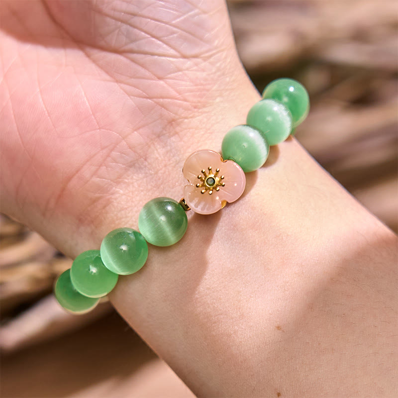 Pulsera de amor con flor de crisoberilo y ojo de gato de Buddha Stones