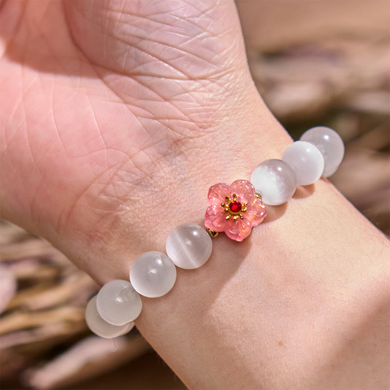 Pulsera de amor con flor de crisoberilo y ojo de gato de Buddha Stones