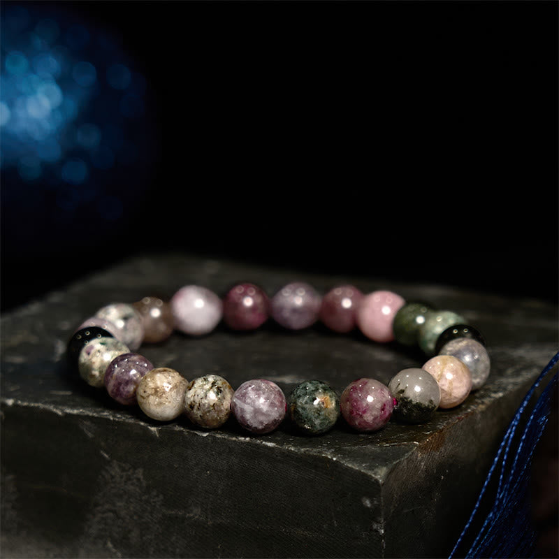 Pulsera positiva de turmalina arcoíris con piedra de Buda