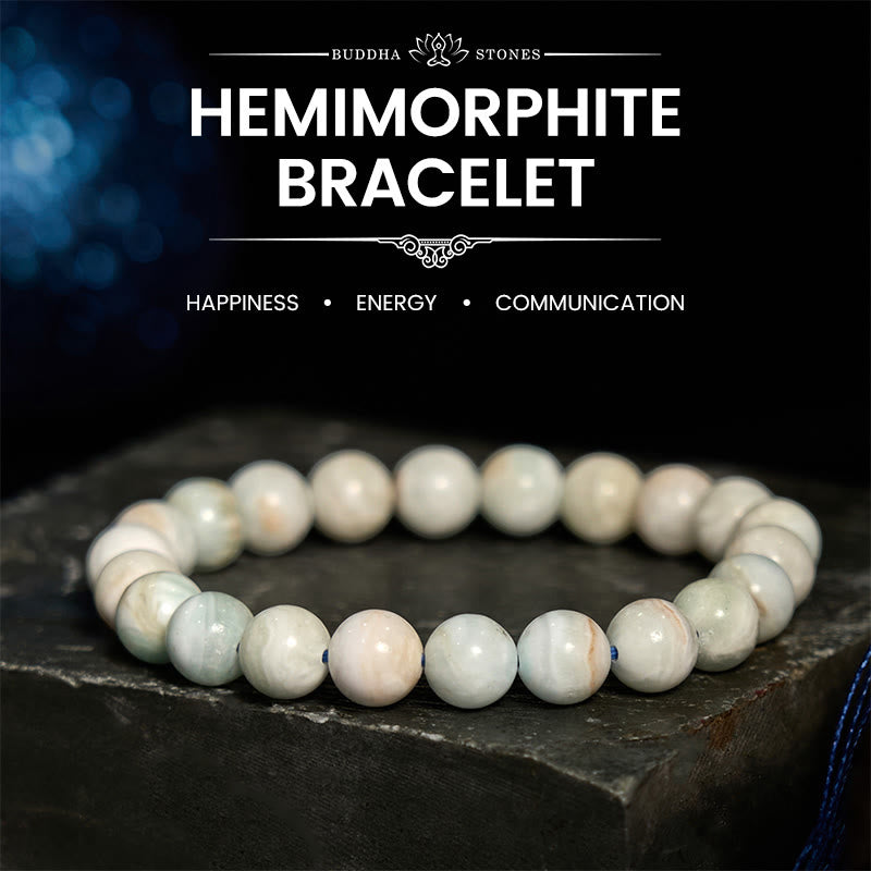 Pulsera de hemimorfita de piedra de Buda con energía calma