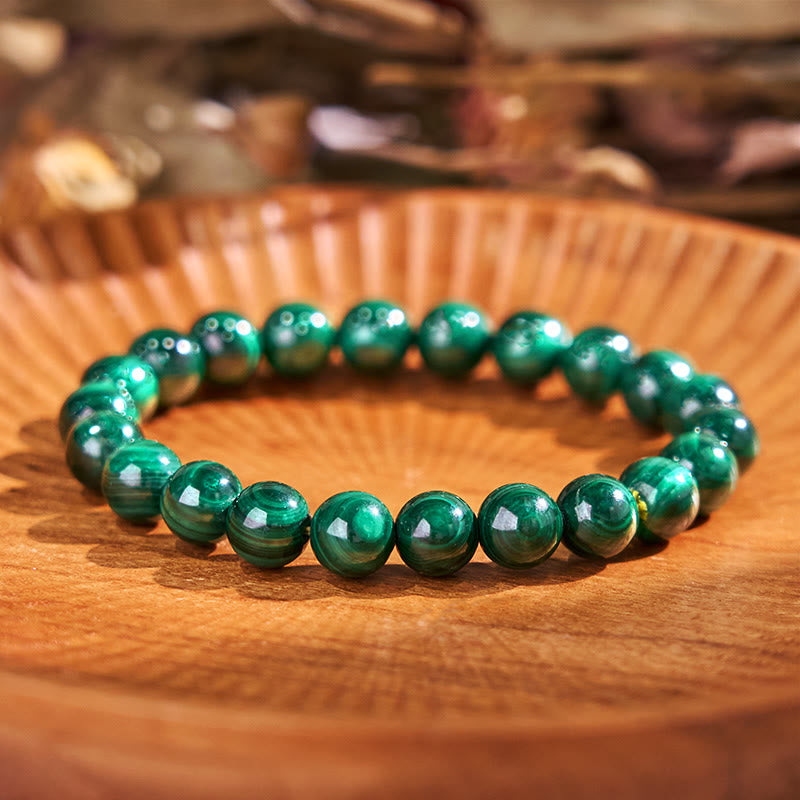 Pulsera de Malaquita Natural con Piedras de Buda para la Protección y la Calma