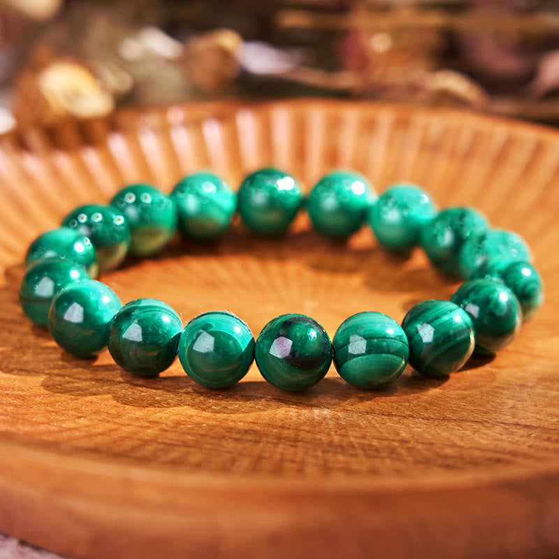 Pulsera de Malaquita Natural con Piedras de Buda para la Protección y la Calma