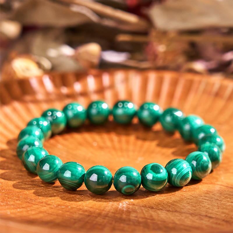 Pulsera de Malaquita Natural con Piedras de Buda para la Protección y la Calma
