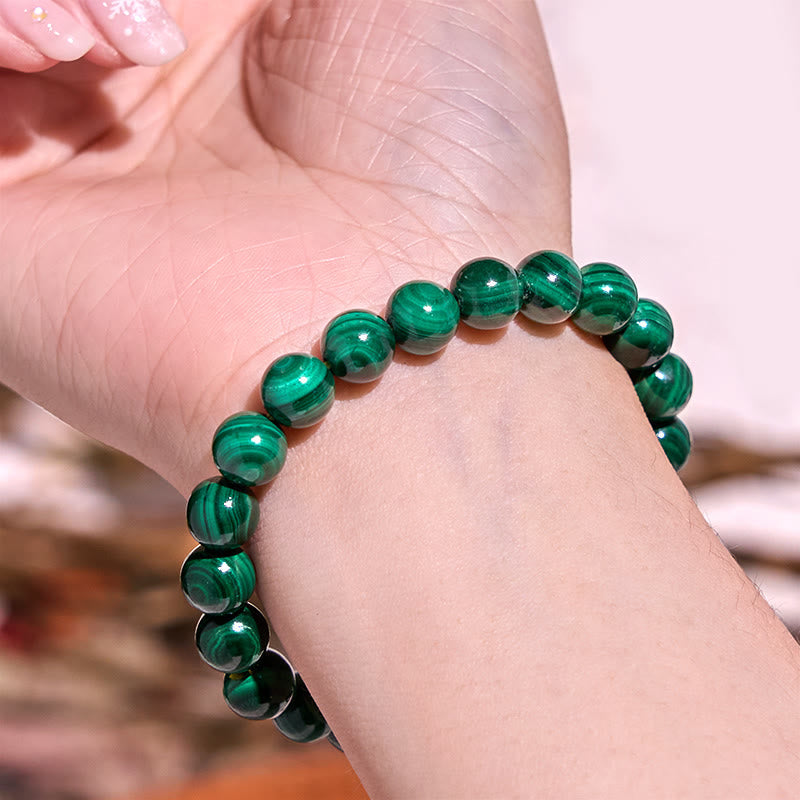 Pulsera de Malaquita Natural con Piedras de Buda para la Protección y la Calma