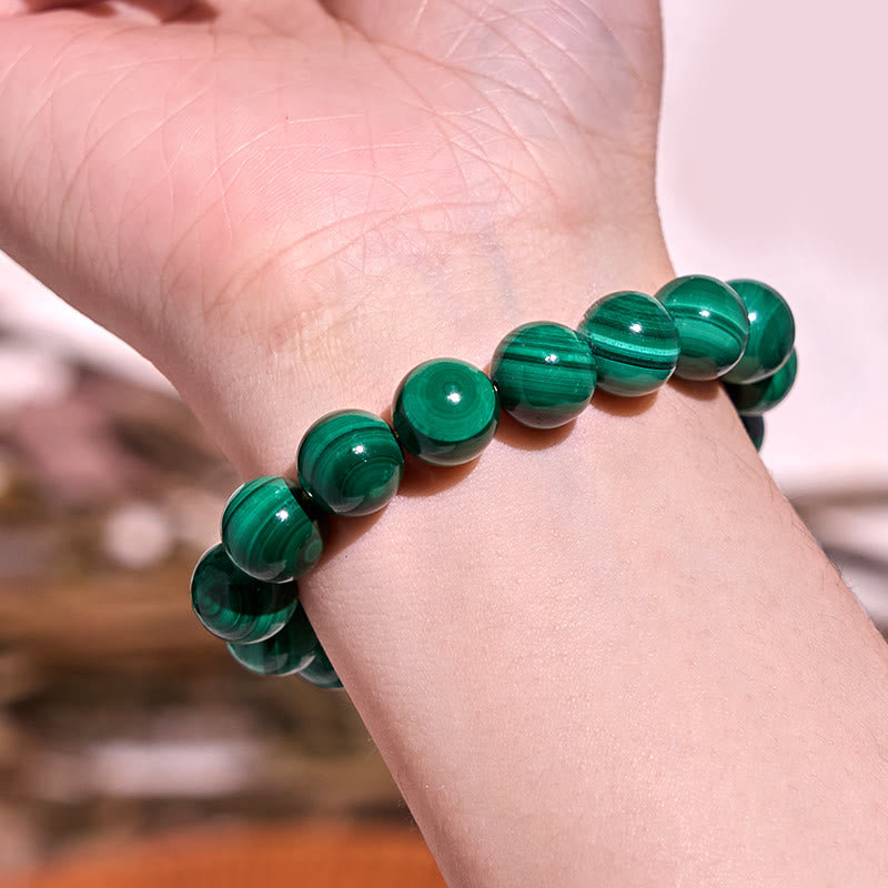 Pulsera de Malaquita Natural con Piedras de Buda para la Protección y la Calma