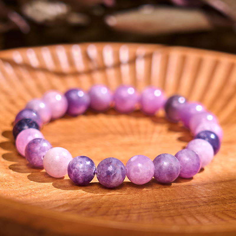 Pulsera positiva de piedra de mica morada Buddha Stones