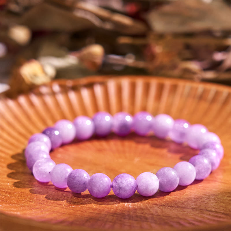 Pulsera positiva de piedra de mica morada Buddha Stones