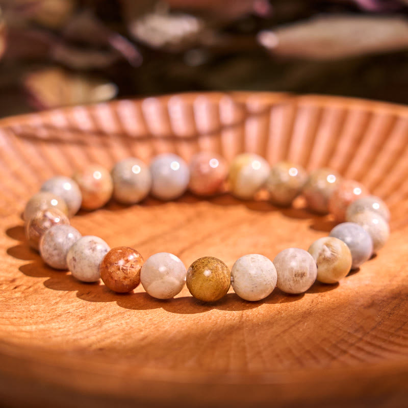 Buddha Stones Fossil Koralle Mitgefühl Armband