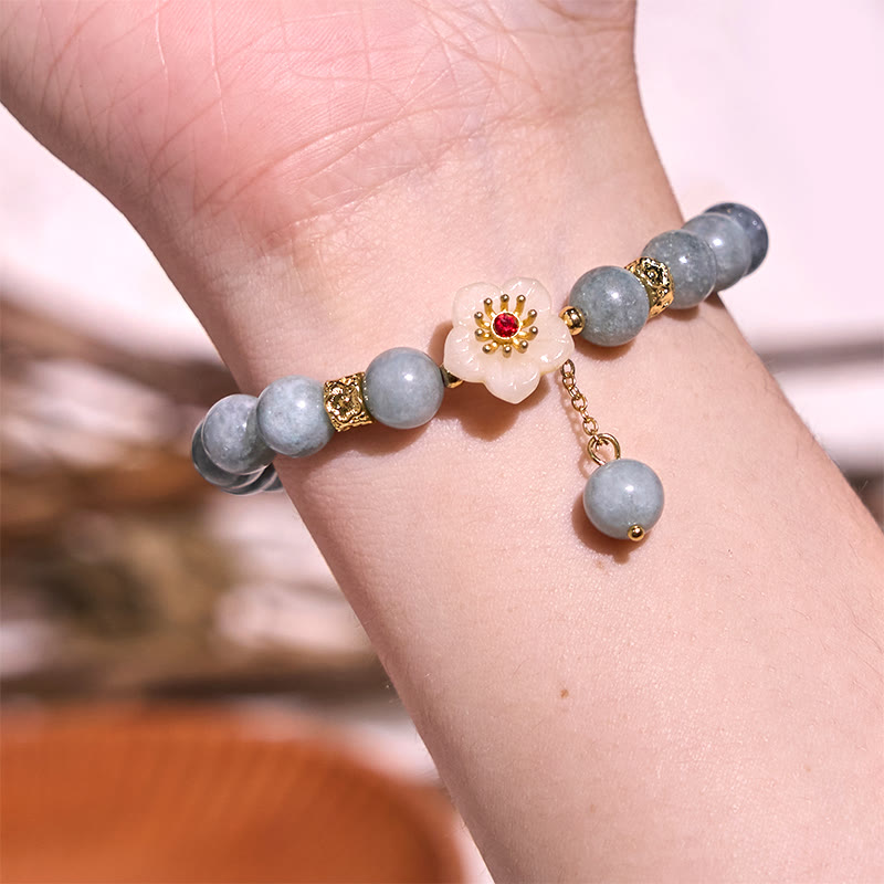 Pulsera de jade con flor de la abundancia y piedras de Buda