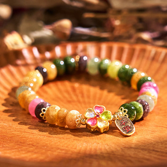 Buddha Stones Turmalin Jade Sicheres und gesundes Liebesarmband