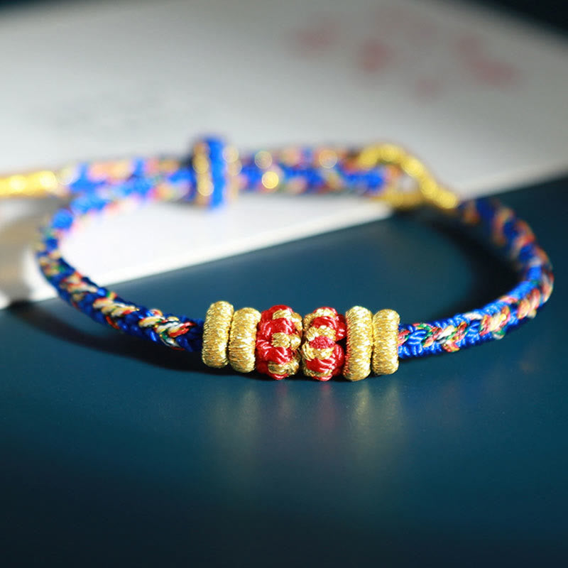 Pulsera de la suerte con piedras de Buda, Buda natal del zodiaco chino, cuerdas coloridas