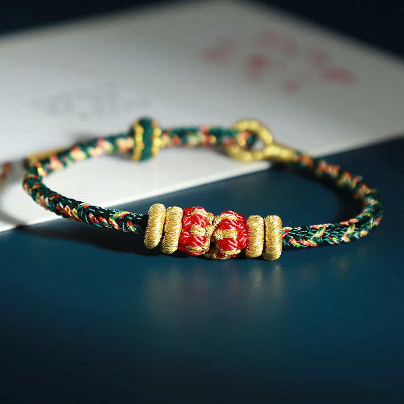 Pulsera de la suerte con piedras de Buda, Buda natal del zodiaco chino, cuerdas coloridas